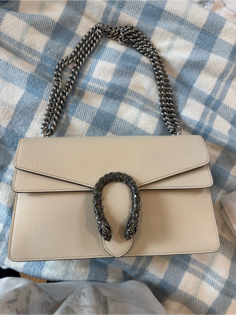 Gucci Dionysus Medium Leather Cream Shoulder Bag with Silver Detail - Picture 2 of 10